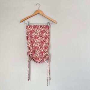 Tiger Mist Rue Mini Skirt in Paisley Size XS Ruched Adjustable Sides
